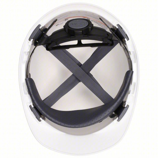 MSA 475358 Hard Hat White, No Graphics, Ratchet (4-Point), Polyethylene, Side-Slots - KVM Tools Inc.KV4LN95