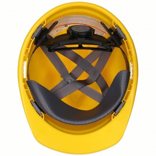 MSA 475360 Hard Hat Yellow, No Graphics, Ratchet (4-Point), Polyethylene, Side-Slots - KVM Tools Inc.KV4LP03