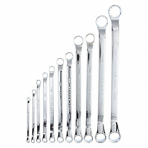 Proto J1100S - M Box End Wrench Set: Alloy Steel, Chrome, 11 Tools, 6 mm to 32 mm Range of Head Sizes, Pouch - KVM Tools Inc.KV4LT81