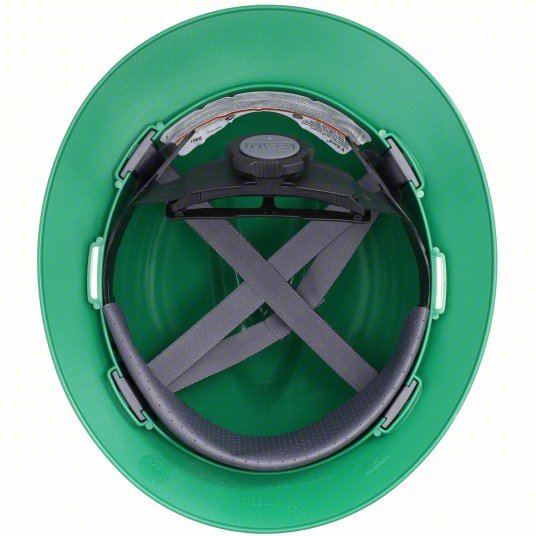 MSA 475370 Hard Hat Green, No Graphics, Ratchet (4 - Point), Polyethylene, Side - Slots, Basic Colors, V - Gard - KVM Tools Inc.KV4MD32