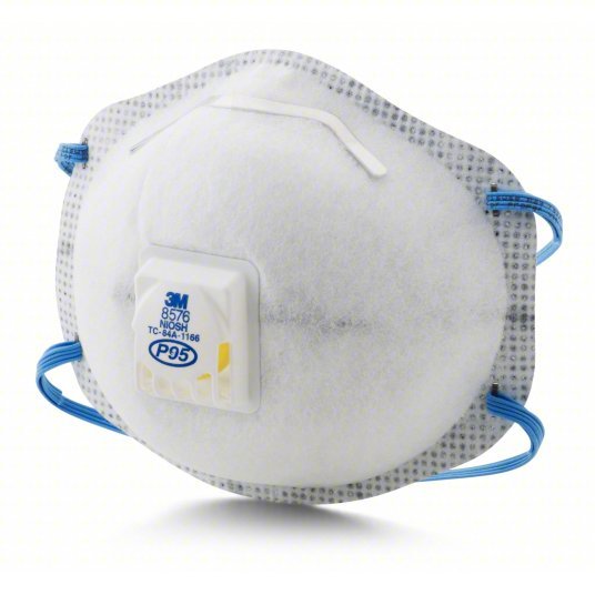 3M 8576 Disposable Respirator Dual, Non - Adj, Metal Nose Clip, Std, White, M Mask Size, Molded, 10 PK - KVM Tools Inc.KV4MH58
