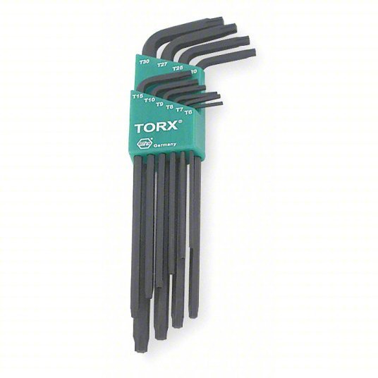 Wiha 37192 Torx Key Set Long, 10 Pieces, T10/T15/T20/T25/T27/T30/T6/T7/T8/T9 Tip Size, Plastic Holder - KVM Tools Inc.KV4NB57
