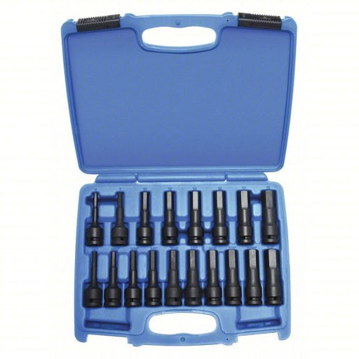 KVM Tools KV4PRH3 Impact Socket Bit Set: Metric/SAE, 1/2 in Drive Size, 18 Pieces - KVM Tools Inc.KV4PRH3