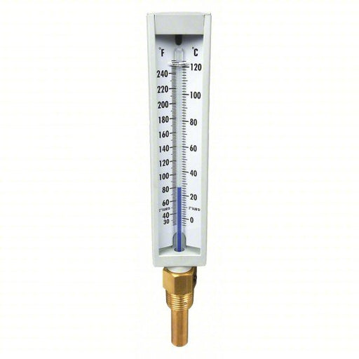 KVM Tools KV4PRU1 Compact Industrial Glass Thermometer, 6 in Scale Lg, Bottom, Brass, Straight - KVM Tools Inc.KV4PRU1