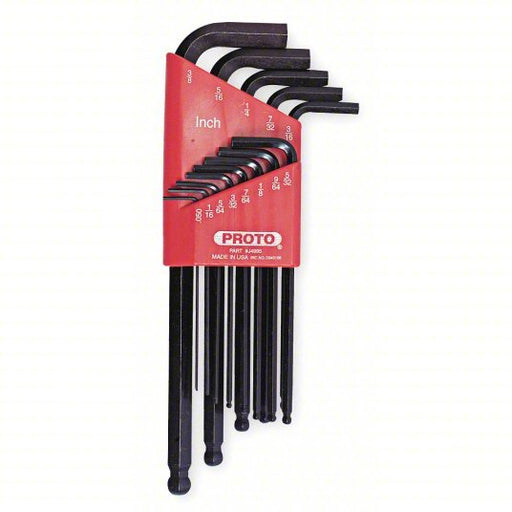 Proto J4995 Hex Key Set: SAE, Long, 13 Pieces, Plastic Holder, Black Oxide, 2 Tips, 2 5/16 in to 7 in - KVM Tools Inc.KV4R615