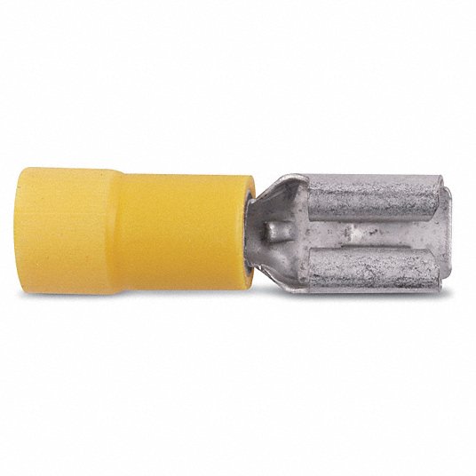 Sta-Kon 10RC-250F Wire Disconnect Female Socket, Yellow, Vinyl, Partial Coverage, 12 AWG – 10 AWG Wire Size
