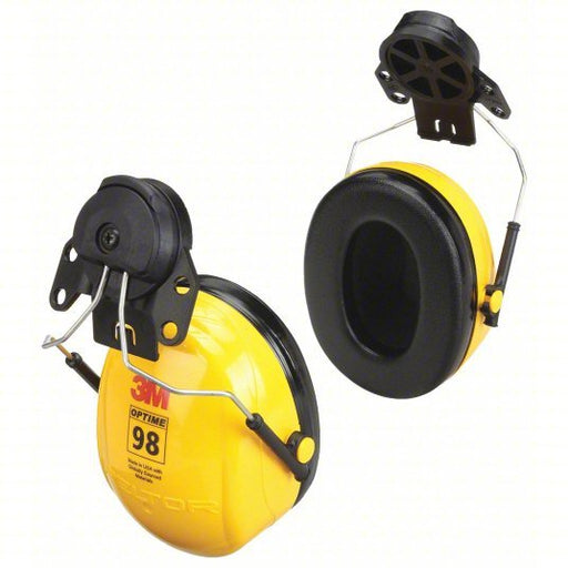 3M Peltor H9P3E Ear Muffs Hard Hat - Mounted Earmuff, Passive, 23 dB NRR, Foam/Polyurethane/PVC, Yellow - KVM Tools Inc.KV4T019