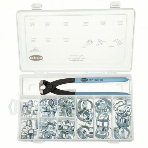 Oetiker 18500114 Hose Clamp Assortment Double Ear, Plastic Case, Zinc - Plated Steel - KVM Tools Inc.KV4TX96