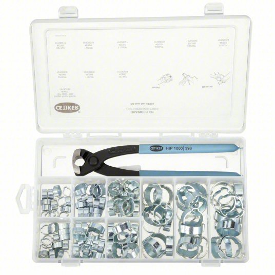 Oetiker 18500114 Hose Clamp Assortment Double Ear, Plastic Case, Zinc - Plated Steel - KVM Tools Inc.KV4TX96
