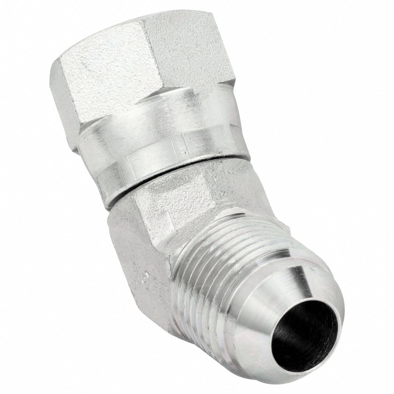Aeroquip 2070-4-4s Hydraulic Hose Straight Adapter, JIC Threaded x JIC Threaded, Male x Female, Swivel, 45° Elbow