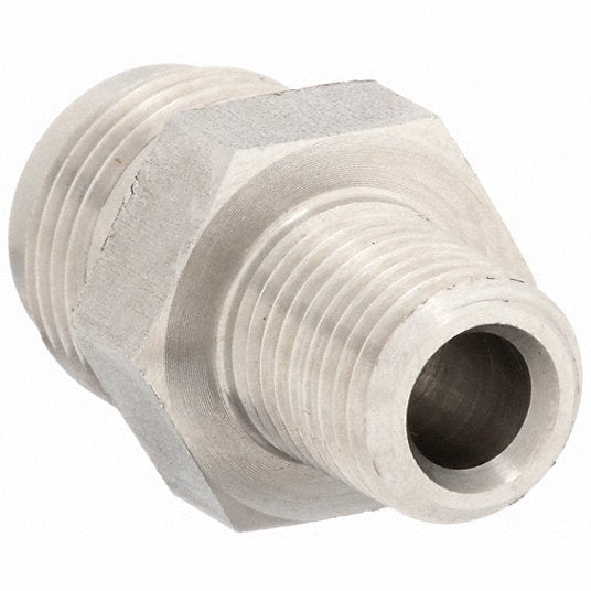 Aeroquip 2021-4-8SS Hydraulic Hose Adapter 1/4"-18 Thread Size, 1/4 in x 1/2 in Fitting Size, Male x Male, NPTF x JIC