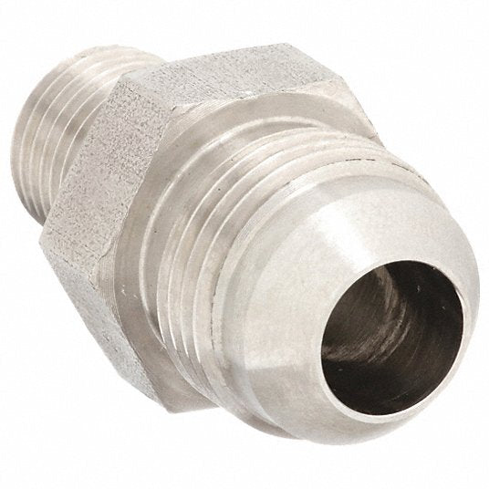Aeroquip 2021-4-8SS Hydraulic Hose Adapter 1/4"-18 Thread Size, 1/4 in x 1/2 in Fitting Size, Male x Male, NPTF x JIC