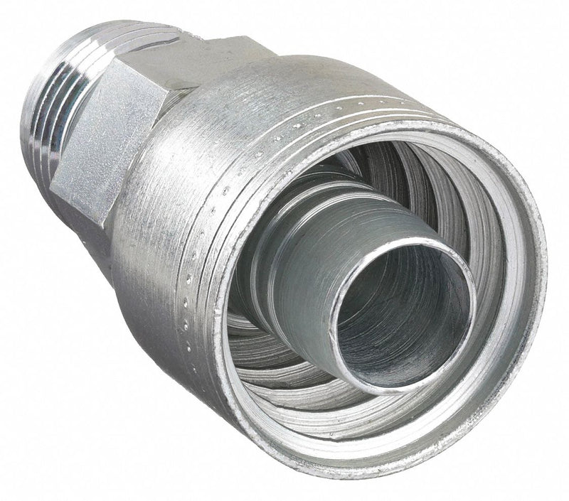Aeroquip 1AA4MJ4 Hydraulic Crimp Fitting, 7/16 in x 1/4 in, Male Genderless, Male JIC Threaded x Crimp