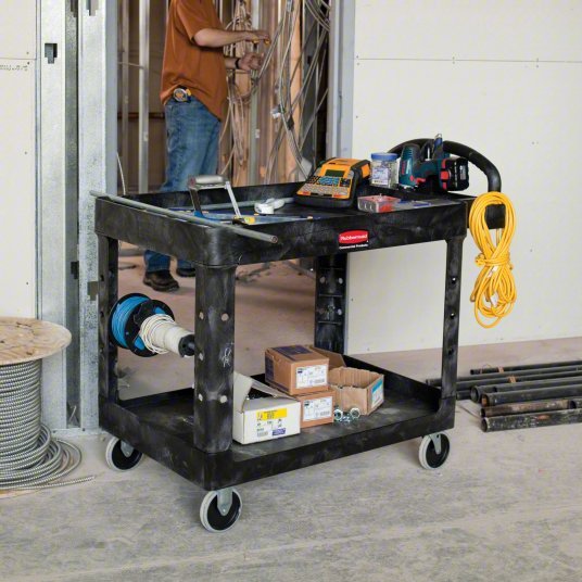 Brute FG452088BLA Utility Cart with Deep Lipped Plastic Shelves 500 lb Load Capacity, 36-3/8 in x 25 in, Black - KVM Tools Inc.KV4VZF9