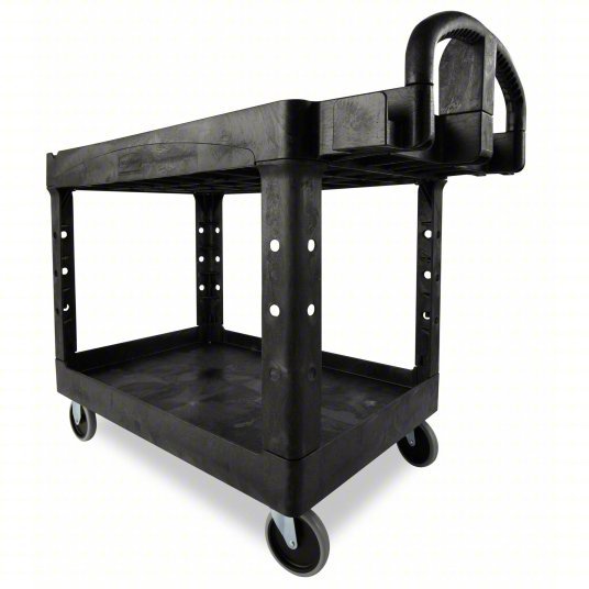 Brute FG452088BLA Utility Cart with Deep Lipped Plastic Shelves 500 lb Load Capacity, 36-3/8 in x 25 in, Black - KVM Tools Inc.KV4VZF9