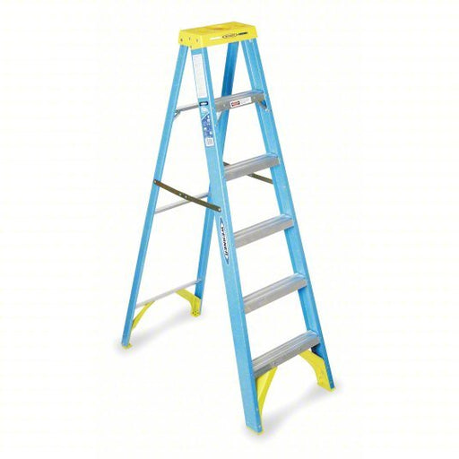 Werner 6006 Stepladder 6 ft Ladder Ht, 5 Steps, 250 lb, 41 1/8 in Base Spread, 22 in Bottom Wd - KVM Tools Inc.KV4W078