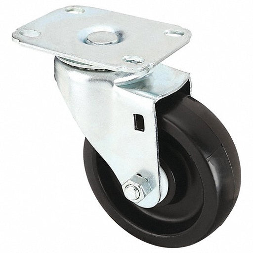 KVM Tools KV4W912 Swivel NSF-Listed Plate Caster, Polyolfin, 4 in, 275 lb, Blk