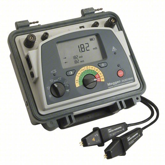 Megger DLRO10HD Micro Ohmmeter CAT III 300V, 250 microohm Max Insulation Resist, 5 Digits, Digital - KVM Tools Inc.KV4WXR6