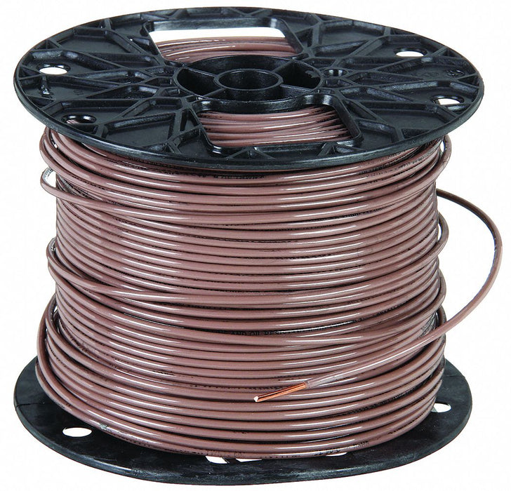 Southwire 11594901 THHN Building Wire, Copper, 12 AWG, Solid, Brown, 500 ft Spool, 600 V, Nylon/PVC Insulation, 1 Conductor