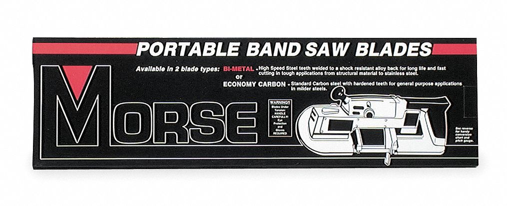 Morse ZWEP4418WGR Portable Band Saw Blade, 44-7/8 in L, 18 TPI, Bi-Metal, 1/2 in W x 0.020 in T, Stainless Steel Cut, 3 PK