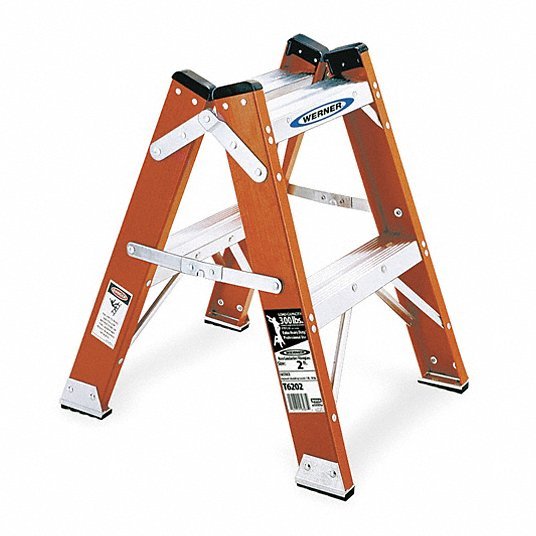Werner T6202 Step Stool 2 Steps, 2 ft Overall Ht, 300 lb Load Cap, Fiberglass, 2 ft Standing Ht - KVM Tools Inc.KV4XP47