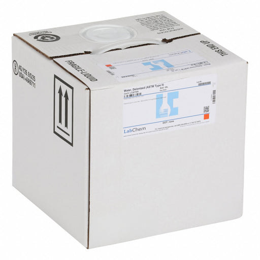 Labchem LC267505 Water - ASTM Type 2,  20 L Volume, Liquid, Box, Plastic, 7732-18-5, Reagent, H2O, ACS/Lab, 1