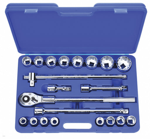Approved Vendor 4YP83 Socket Wrench Set, 3/4 in Drive, 21 Piece, 12-Point, Metric, 19 mm to 50 mm