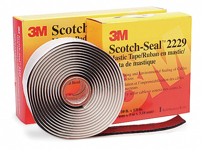 3M 2229-1X10FT Electrical Tape, 1 in Wd, 3 3/8 yd Lg, 125 mil Thick, Vinyl, Mastic, 1,000 V Volt Rating, Black