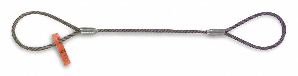 Lift-All 38IEEX6 Wire Rope Sling, 6 ft Length, 3/8 in Dia, 2,800 lb Vertical, Eye and Eye