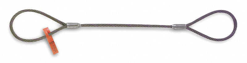 Lift-All 12IEEX6 Wire Rope Sling, Eye and Eye Sling Sling, Steel, 1/2 in Rope Dia, IWRC, Uncoated, 6 x 19