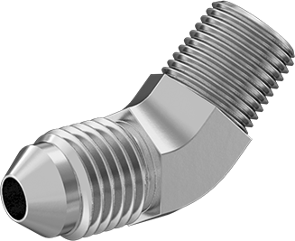 McMaster 50715K639 37 Degree Flared Fitting for Stainless Steel Tubing 45 Degree Adapter for 1/4" Tube OD x 1/8 NPT Male - KVM Tools Inc.KV50715K639