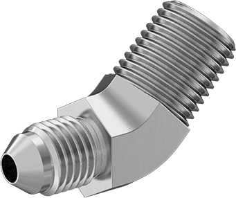 McMaster 50715K641 37 Degree Flared Fitting for Stainless Steel Tubing 45 Degree Adapter for 1/4" Tube OD x 1/4 NPT Male - KVM Tools Inc.KV50715K641