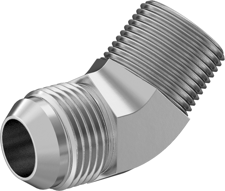 McMaster 50715K653 37 Degree Flared Fitting for Stainless Steel Tubing 45 Degree Adapter for 3/4" Tube OD x 3/4 NPT Male - KVM Tools Inc.KV50715K653