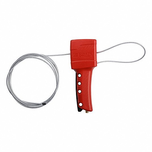 Brady 50943 Cable Lockout Cable Only, Includes Cable, Steel, 8 ft Cable Lg, Red, Cable Included - KVM Tools Inc.KV5TA71