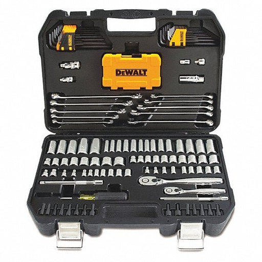 DeWalt DWMT73802 Mechanics Tool Kit,w/Case 142 Total Pcs, SAE, 1/4 in/3/8 in Socket Drive Size - KVM Tools Inc.KV50XM49