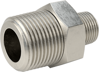 McMaster 51205K143 Extreme - Pressure 316 Stainless Steel Pipe Fitting Straight Reducer with Hex Body, 3/4 x 3/8 NPTF Male - KVM Tools Inc.KV51205K143