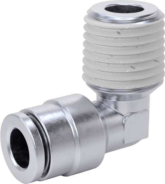 McMaster 51495K239 Nickel-Plated Brass Push-to-Connect Tube Fitting, 90° Elbow Adapter, for 1/4" Tube OD × 1/4 NPT Male, for Air
