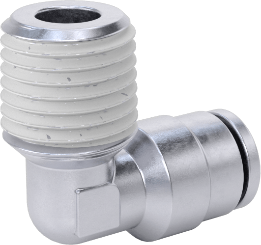 McMaster 51495K239 Nickel-Plated Brass Push-to-Connect Tube Fitting, 90° Elbow Adapter, for 1/4" Tube OD × 1/4 NPT Male, for Air