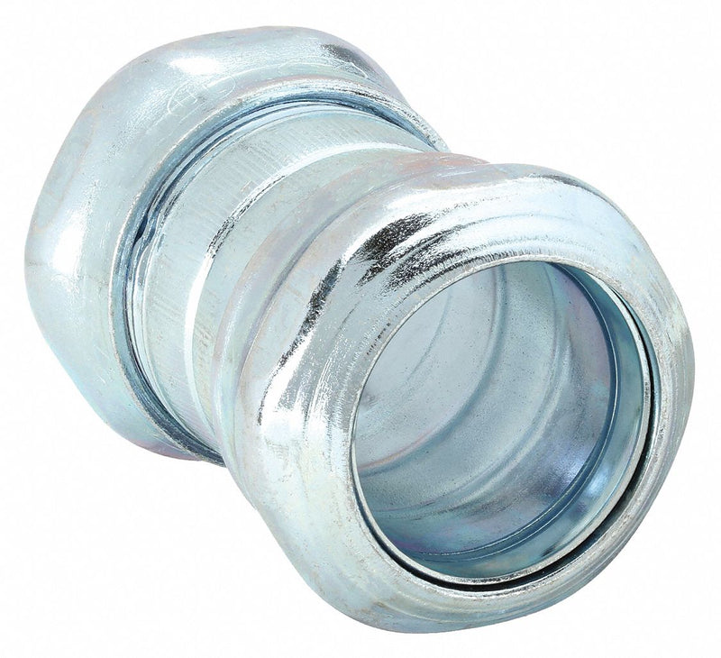 Raco 2928 Compression Conduit Coupling, Steel, 2 in Trade Size, 3 11/32 in Overall Lg, Gray