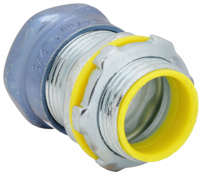 Raco 2962RT Compression Conduit Connector, Steel, 3 in Trade Size, 4 1/16 in Overall Lg, Insulated, Black/Gray