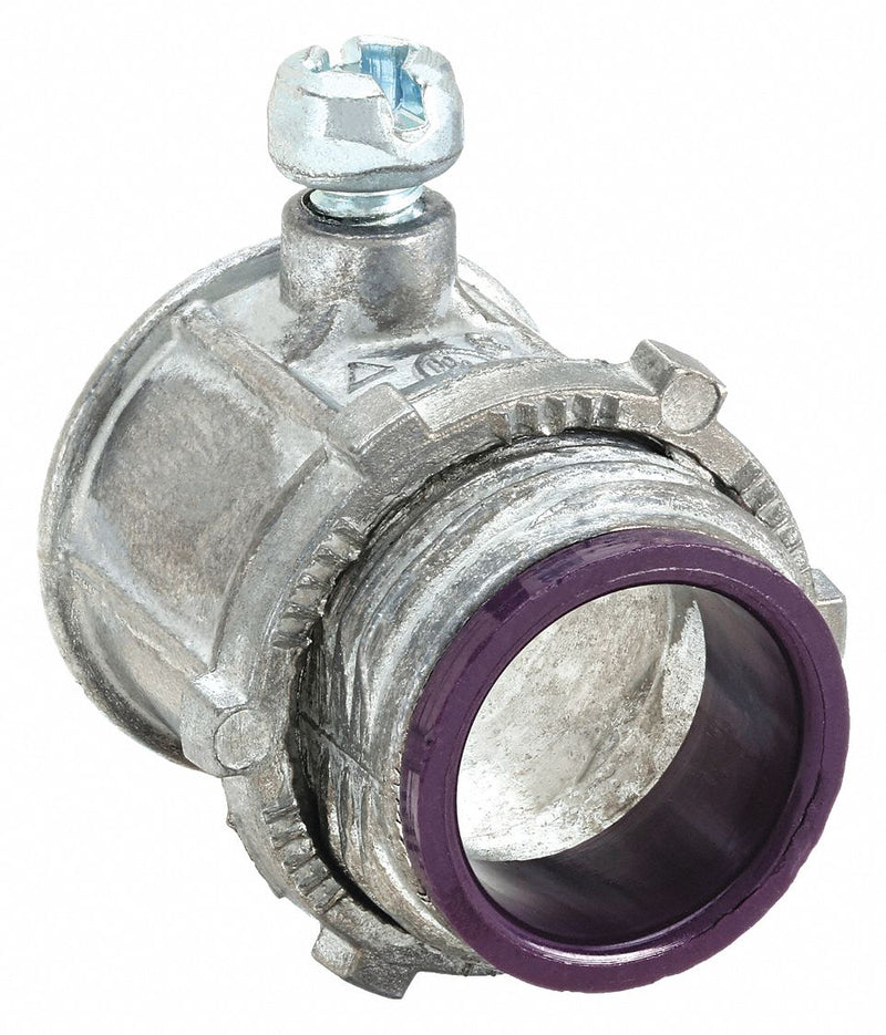 Raco 2639 Set Screw Conduit Connector, Zinc, 2 in Trade Size, 2 1/2 in Overall Lg, Insulated, Gray