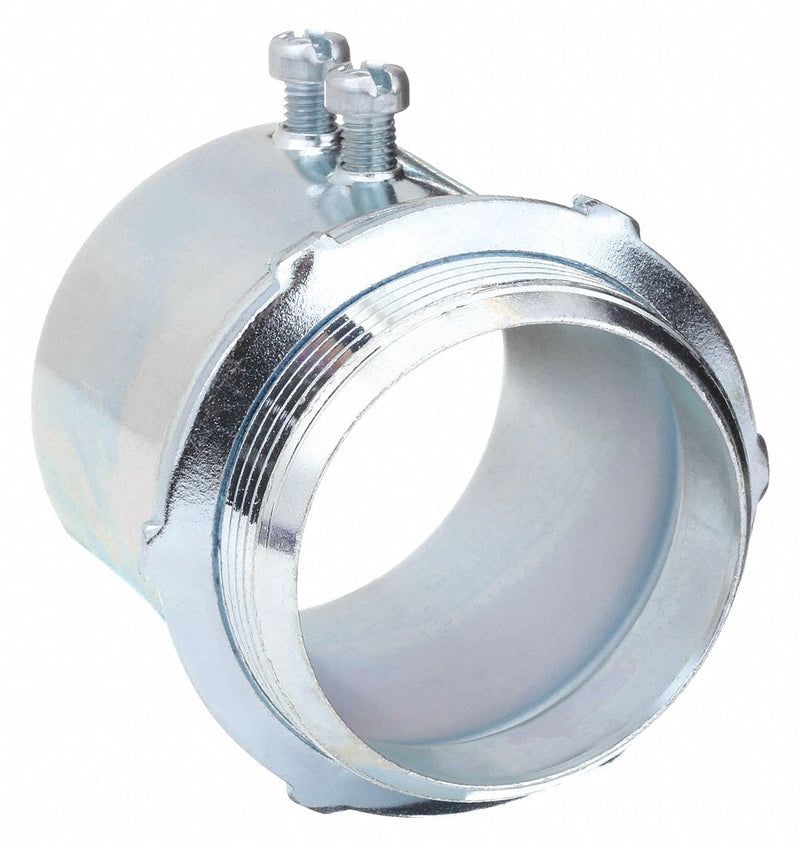 Raco 2006 Set Screw Conduit Connector, Steel, 1 1/2 in Trade Size, 2 9/32 in Overall Lg, Non-Insulated, Gray