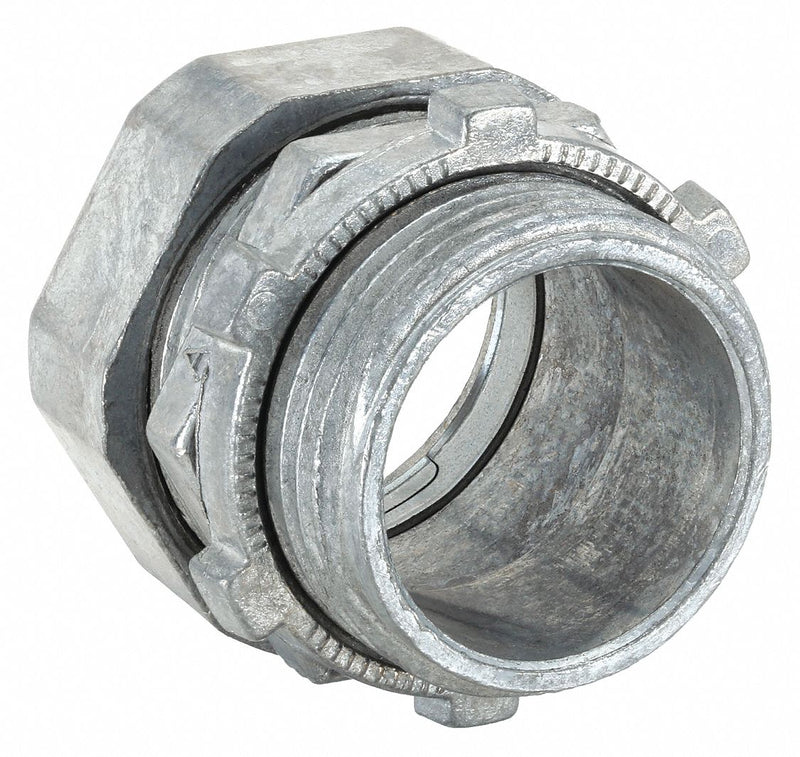 Raco 2804 Compression Conduit Connector, Zinc, 1 in Trade Size, 1 1/2 in Overall Lg, Non-Insulated, Gray