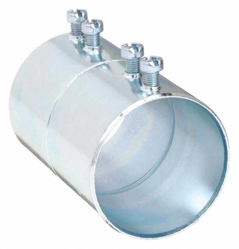 Raco 2028 Set Screw Conduit Coupling, Steel, 2 in Trade Size, 3 11/16 in Overall Lg, Gray