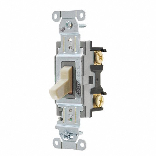 Hubbell CSB120BI Wall Switch, 20A, Ivory, Toggle, 120/277VAC