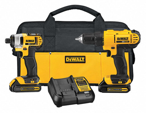 DeWalt DCK240C2 Cordless Tool Combination Kit, 2 Tools, Drill/Impact Driver, 20 V DC Volt, Battery Included