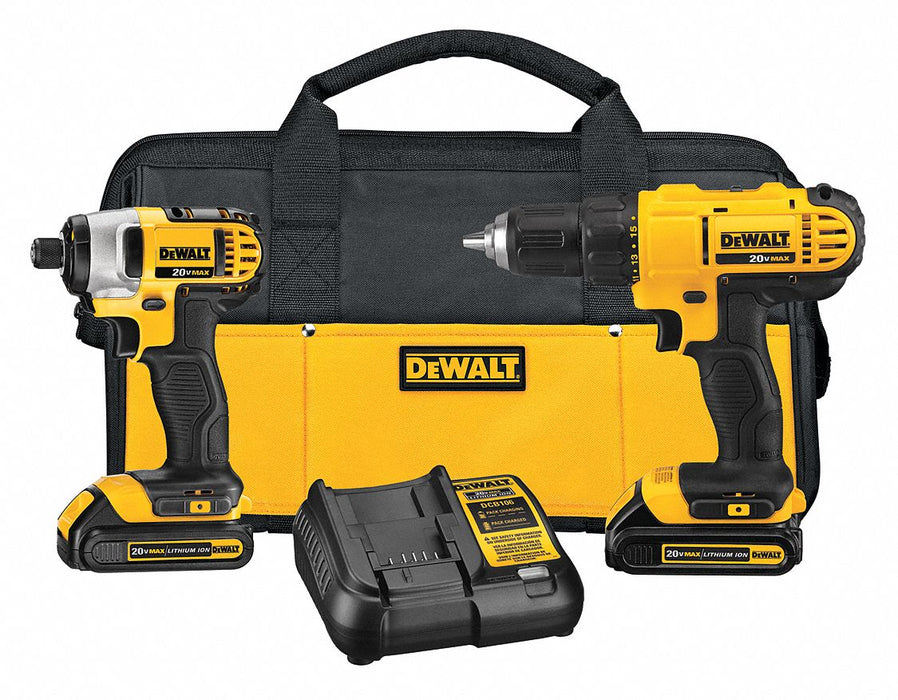 DeWalt DCK240C2 Cordless Tool Combination Kit, 2 Tools, Drill/Impact Driver, 20 V DC Volt, Battery Included