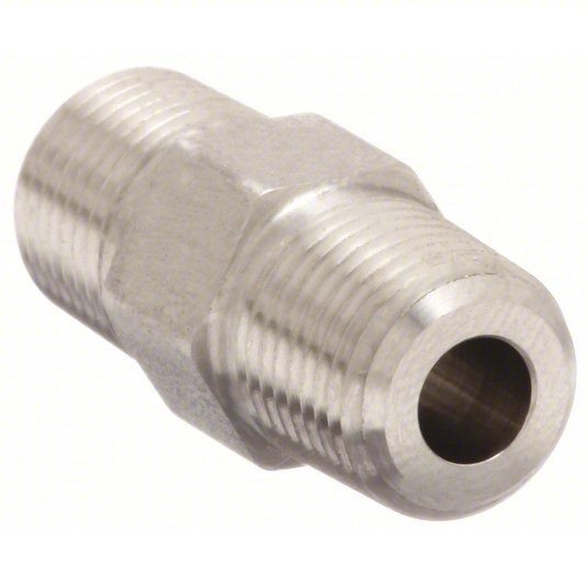 Parker 1/4 FF - SS Hydraulic Hose Adapter 1/4 in x 1/4 in Fitting Size, Male x Male, NPTF x NPTF, Rigid, Straight - KVM Tools Inc.KV52JF60