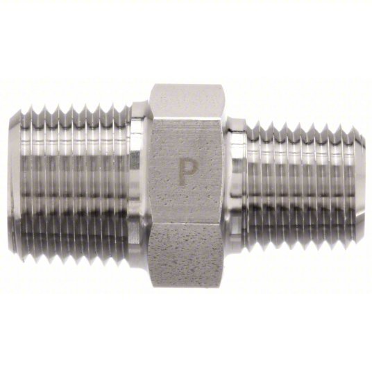 Parker 1/2 X 3/8 FF - SS Hydraulic Hose Adapter 1/2 in x 3/8 in Fitting Size, Male x Male, NPTF x NPTF, Rigid, Straight - KVM Tools Inc.KV52JF71
