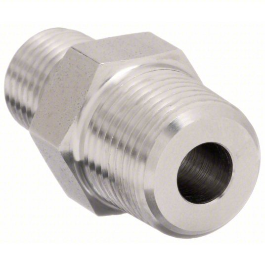 Parker 1/2 X 3/8 FF - SS Hydraulic Hose Adapter 1/2 in x 3/8 in Fitting Size, Male x Male, NPTF x NPTF, Rigid, Straight - KVM Tools Inc.KV52JF71